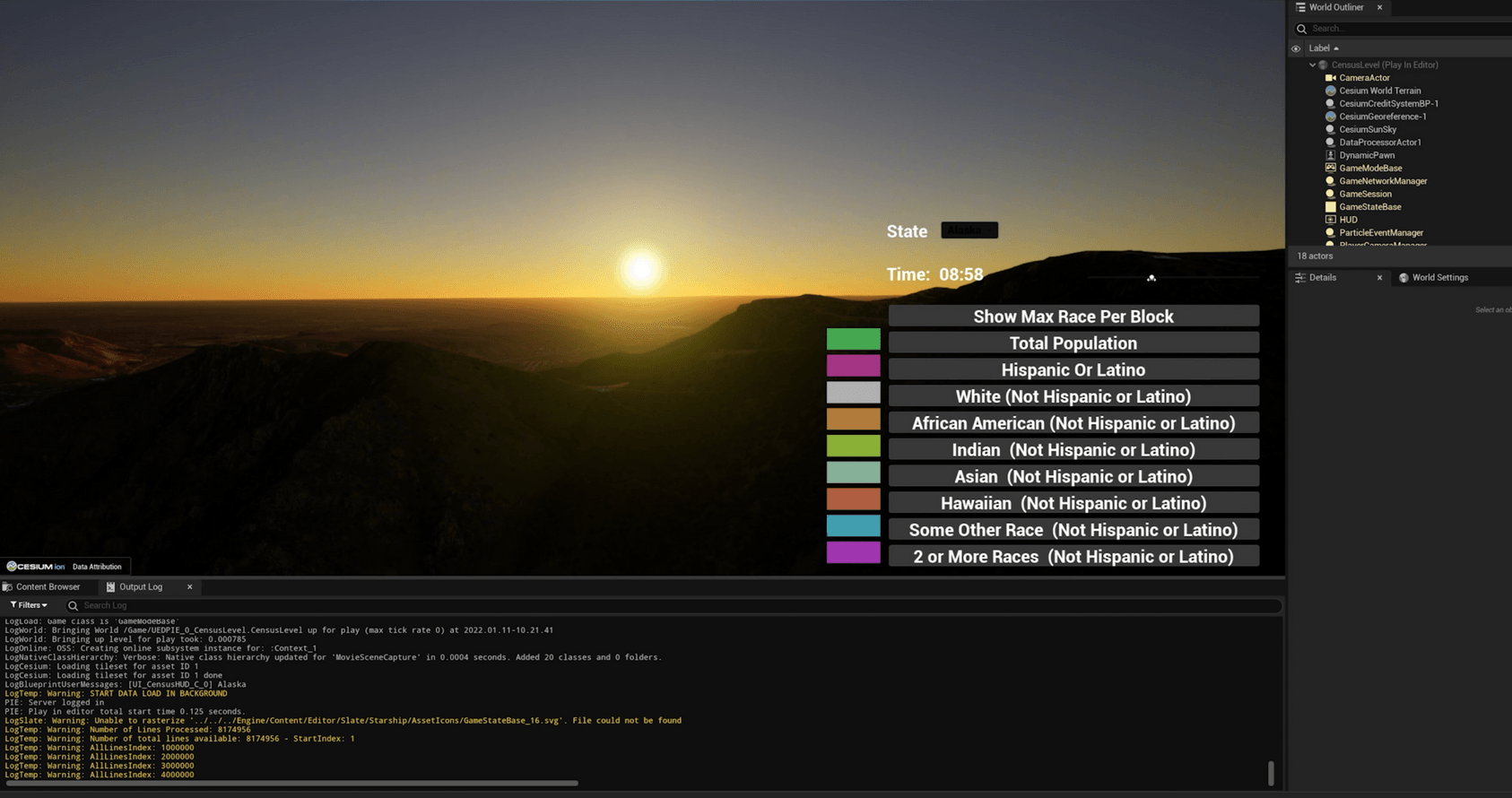 Showing the sunset within cesium that appears when the course demo starts.