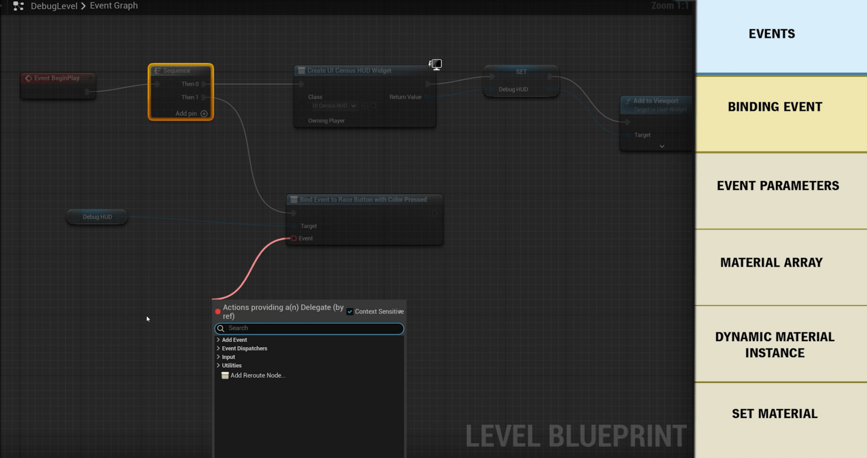 A blueprint for a level within Unreal Engine 5.